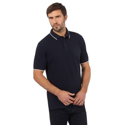 Big and tall navy embroidered crest polo shirt